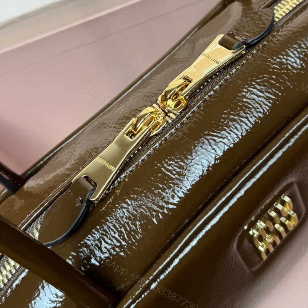 View 7 of 高仿miumiu*Beau系列5BB173漆面羊皮手提包棕色免檢版