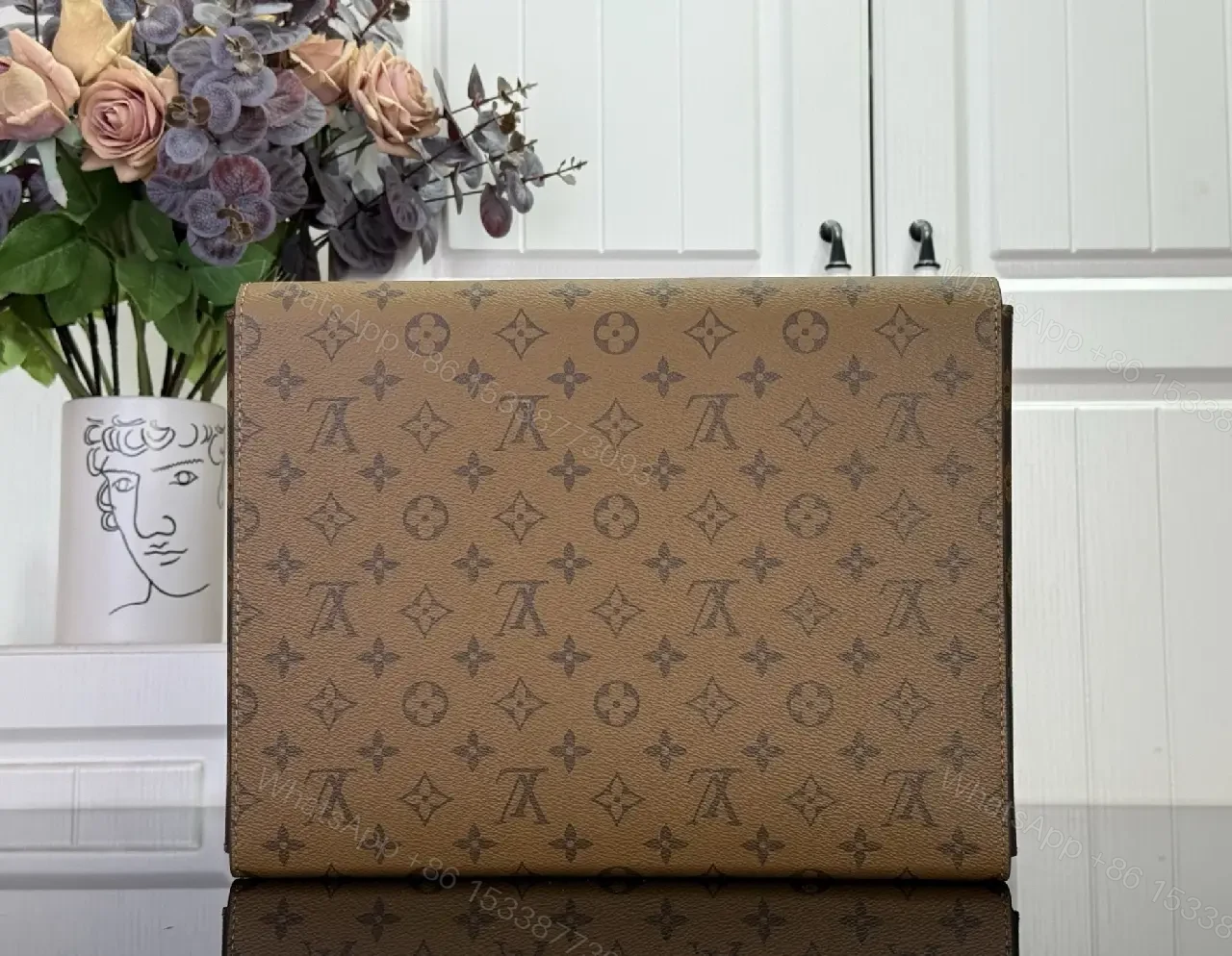 View 8 of Classic Monogram Clutch: Coated Canvas, Gold Lock, Envelope