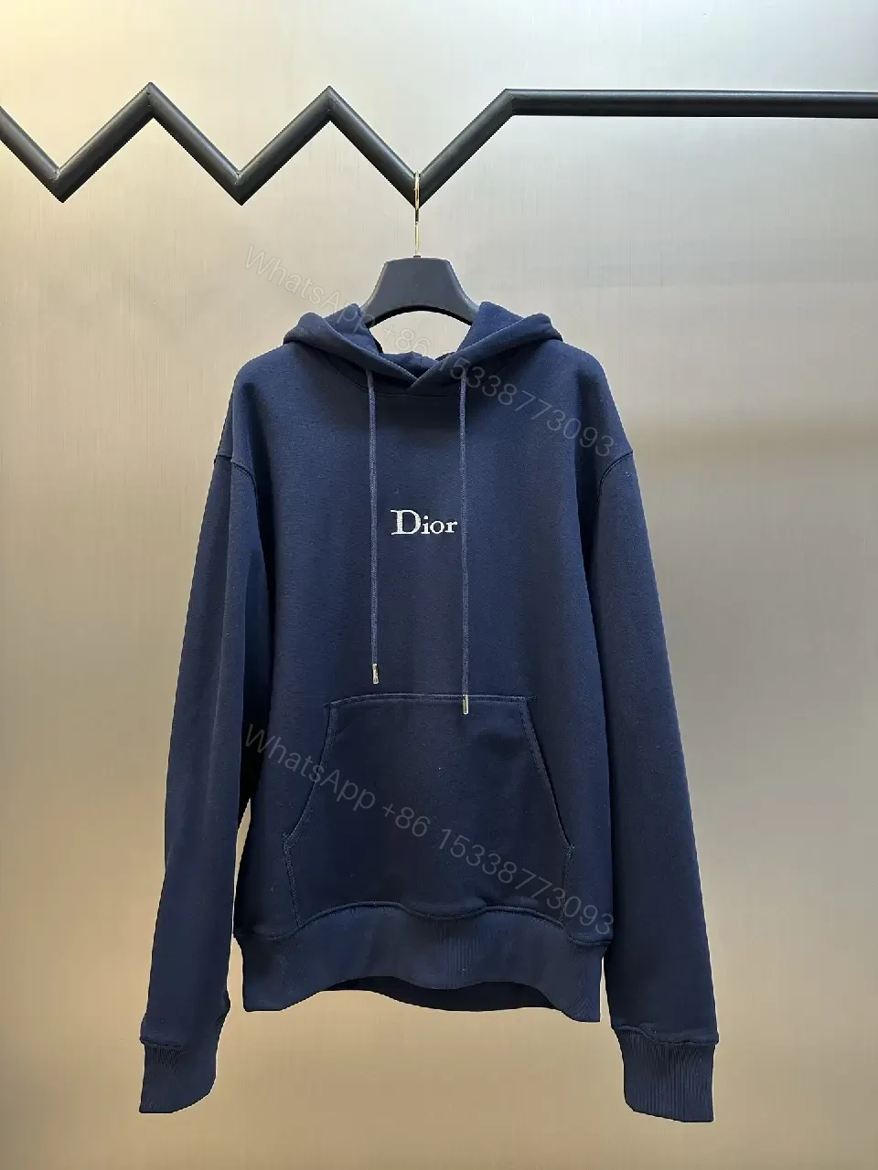 Navy Luxe Hoodie: Premium Knit, Subtle Dior Branding — view 1