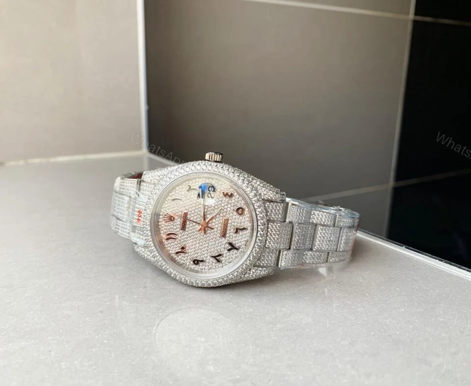 View 3 of Rolex OYSTER PERPETUAL 41mm 904L SS MOISSANITE DIAMONDS BRACELET AND DIAL A2824 iced out
