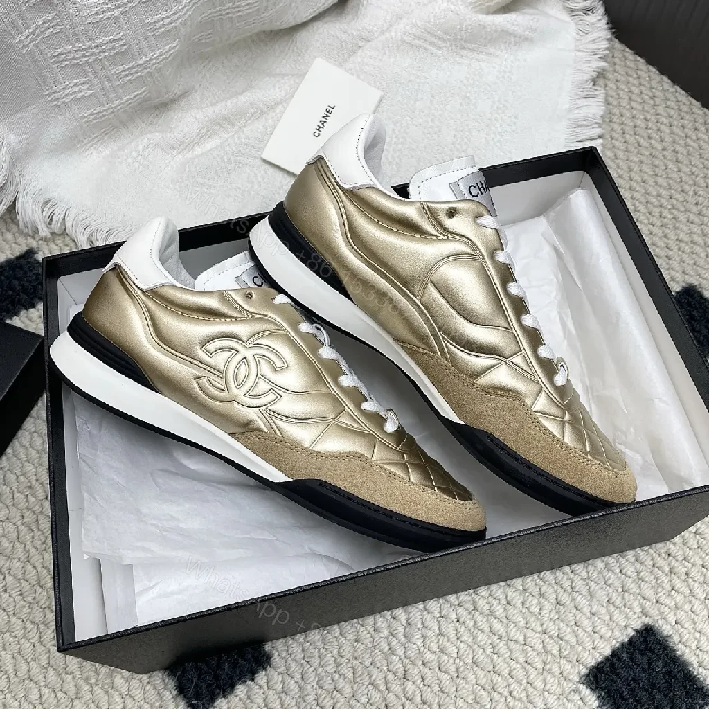 View 7 of Gold Quilted Metallic Sneaker | Luxe Texture, Everyday Comfort