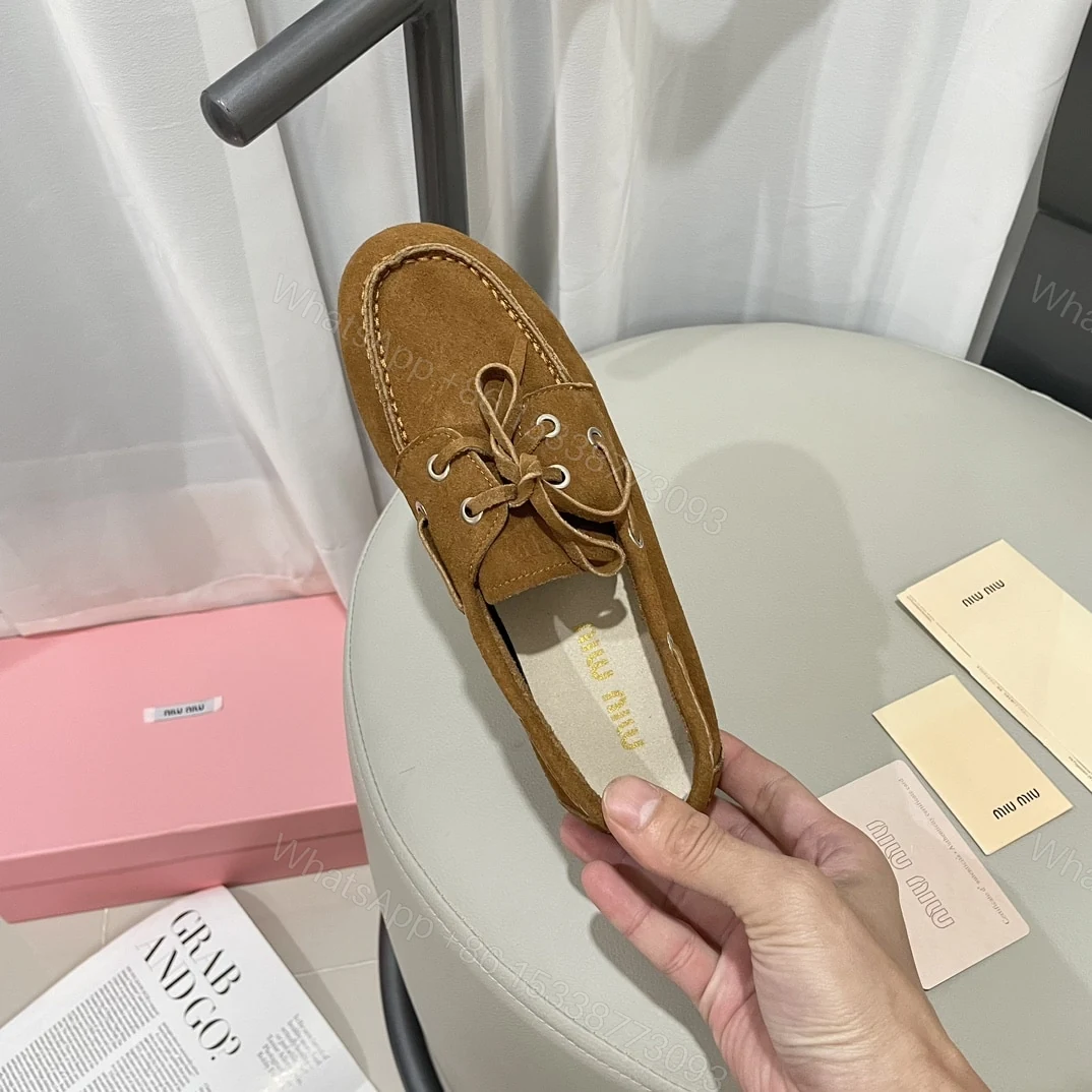 View 6 of MIUMIU FADED UNLINED SUEDE LOAFERS CINNAMON 5D123E Z5O F0401 F D005