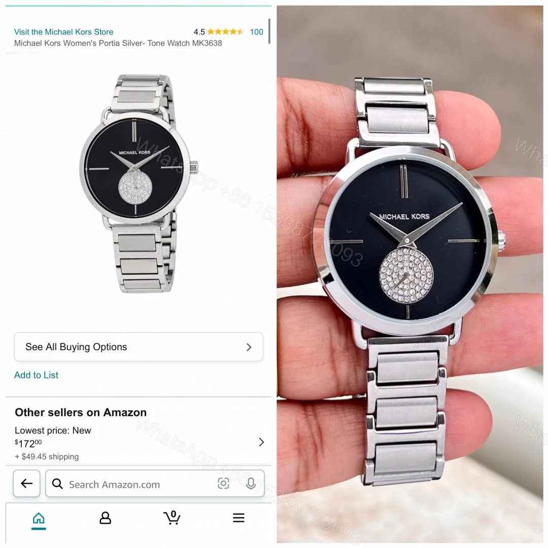 View 2 of First Copy Michael Kors Portia Japan Watch For Women Silver Black