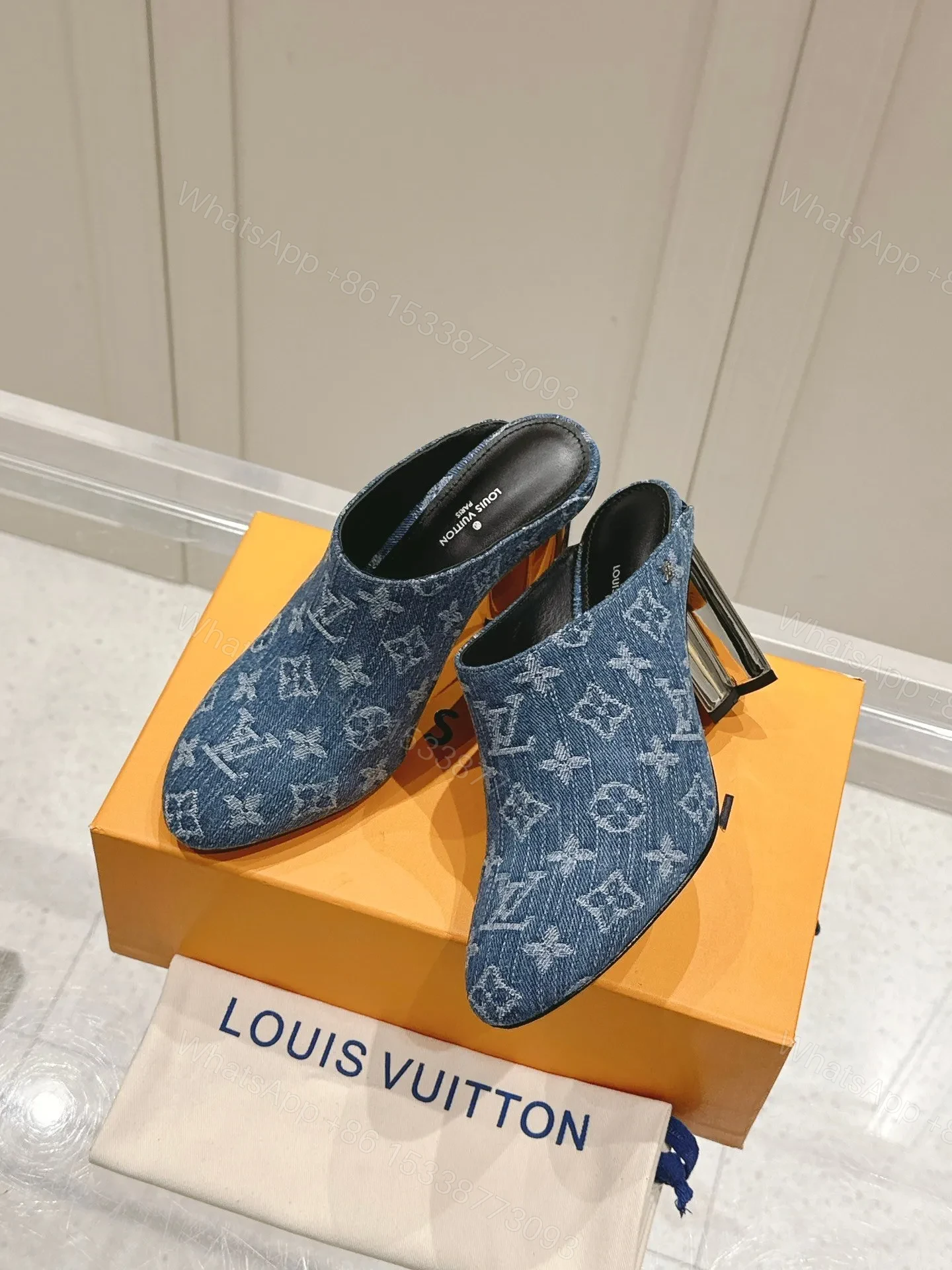 View 5 of LV Women Blue Denim Mules