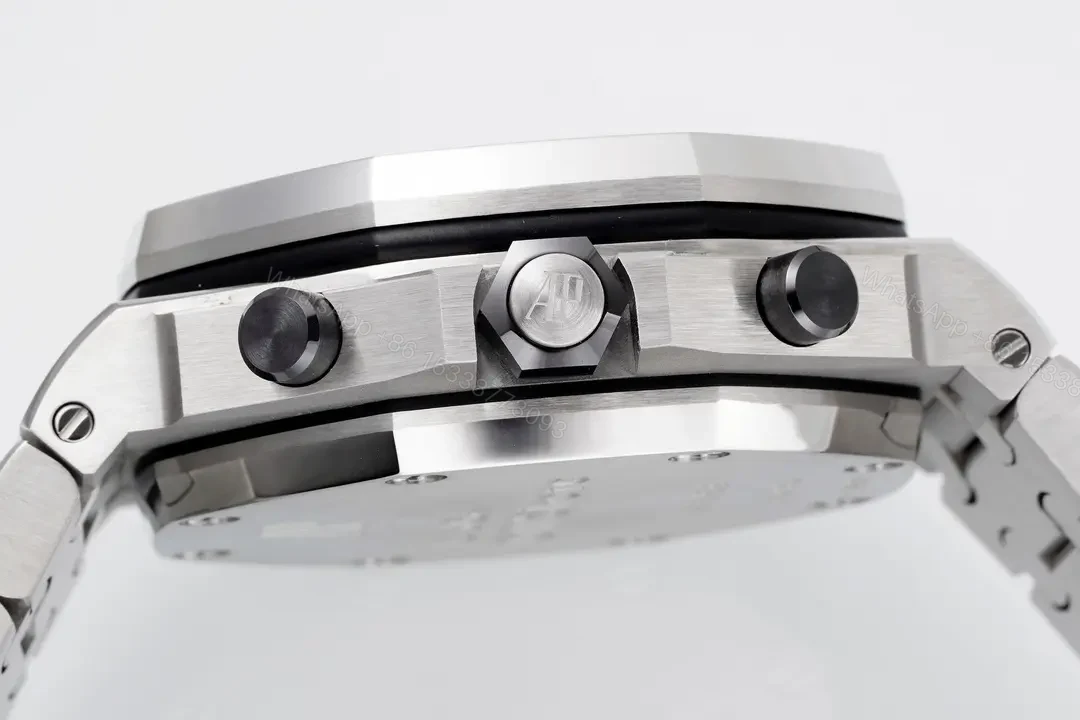 View 7 of JF Factory Audemars Piguet Royal Oak Offshore Stainless Steel Bracelet Watch with Exclusive 4404 Chronograph Movement – Silver Dial, Black Sub-dials