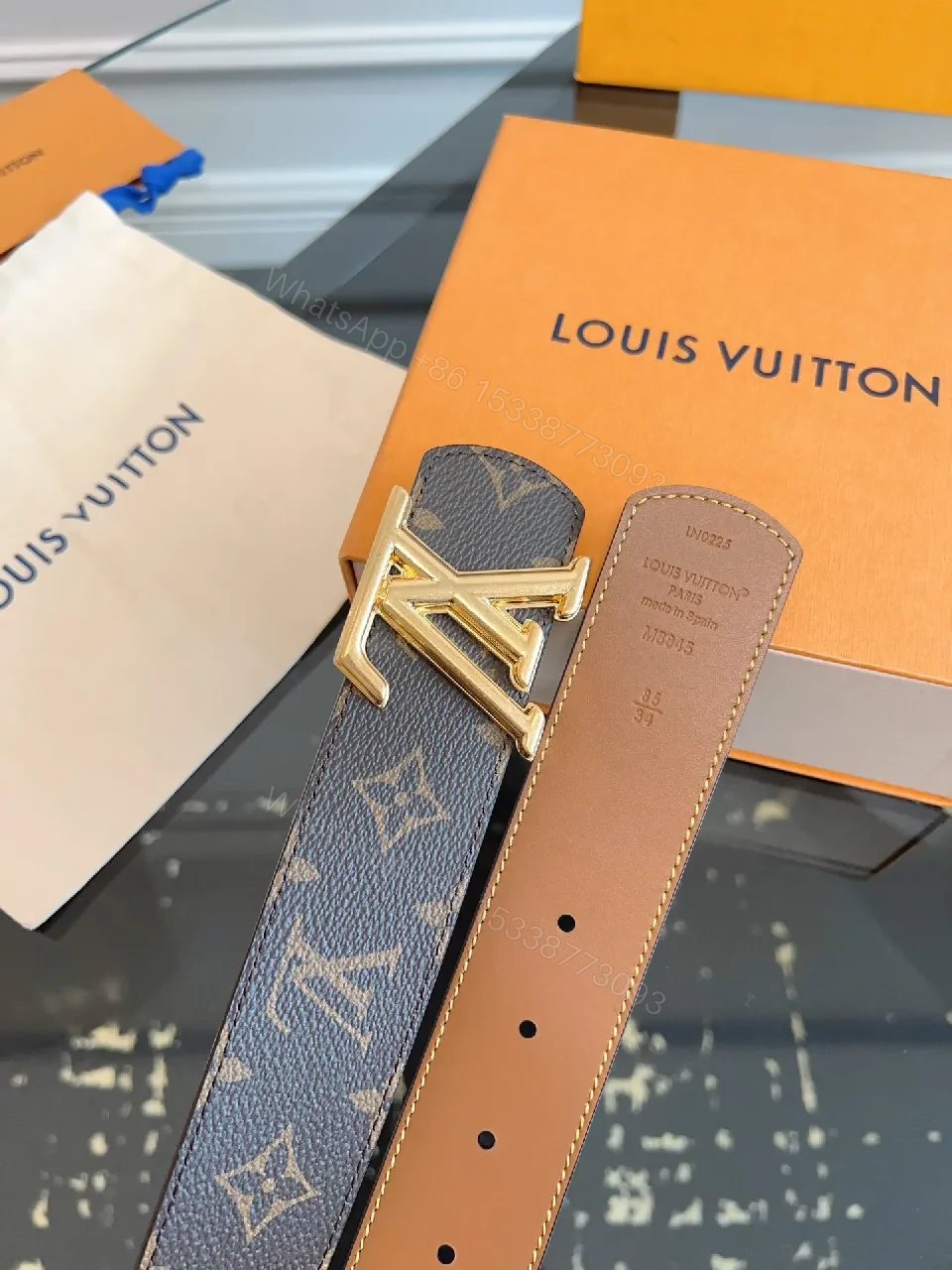 View 5 of Monogram Canvas Belt with Gold Buckle – Luxury Style