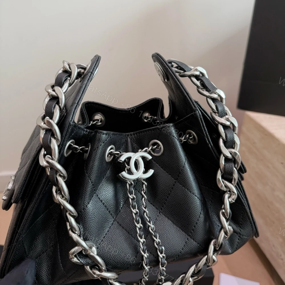 View 4 of Chanel 25 Small Handbag Silver Metal Black 22cm