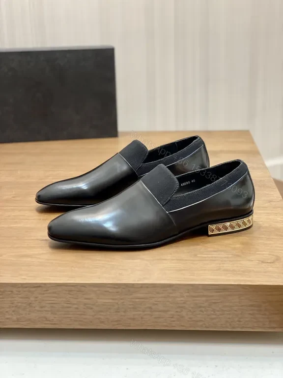 View 6 of Black Patent Loafers + Greek Key Heel + Luxury Everyday Shoes