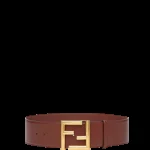 View 5 of FENDI BROWN LEATHER BELT WITH FENDI GOLD BUCKLE 40MM