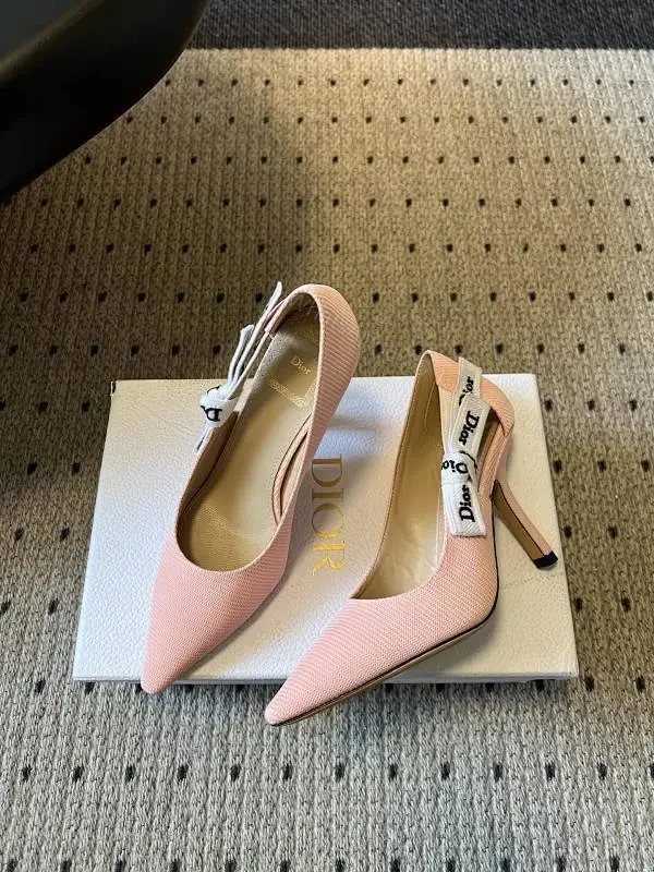 Soft Pink Slingback Pumps with Ribbon Detail — view 1