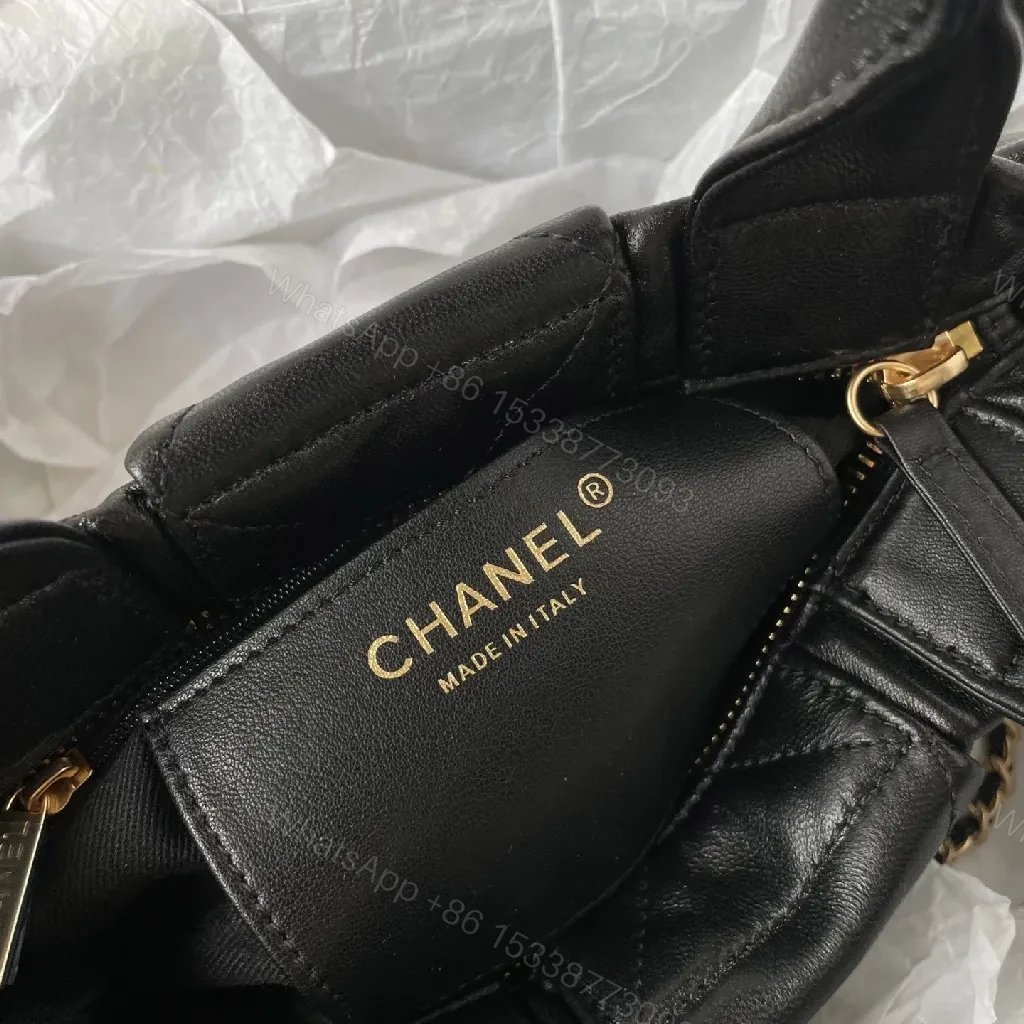 View 3 of Quilted Black Leather Handbag with Gold Hardware - Chic Style