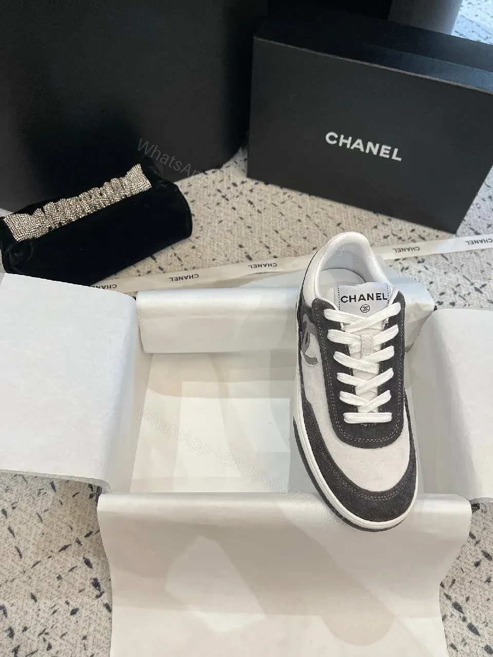View 2 of Dual-Tone Suede-Textile Sneaker: Luxe Everyday Comfort
