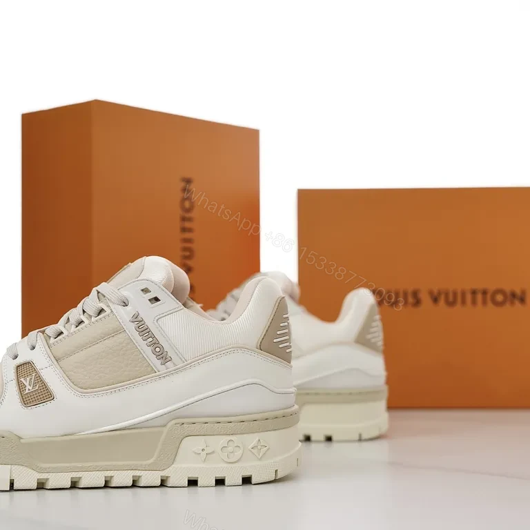 View 5 of Chunky Modern LV-Inspired Leather Sneaker â€“ High-Top Comfort