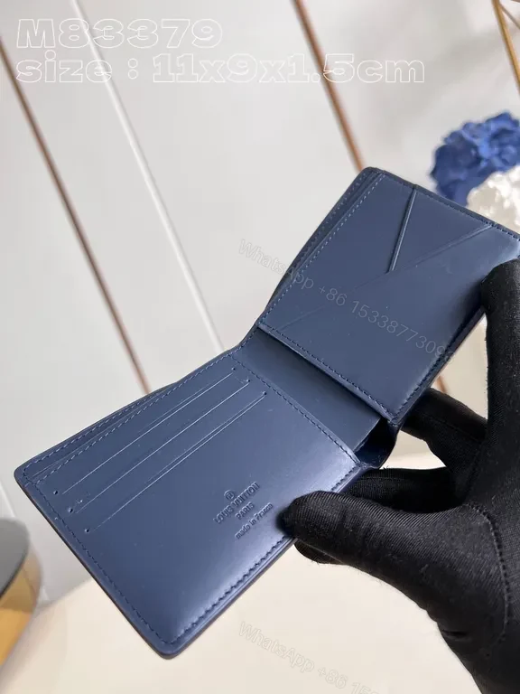 View 5 of Navy LV-Patterned Compact Wallet: Everyday Luxury