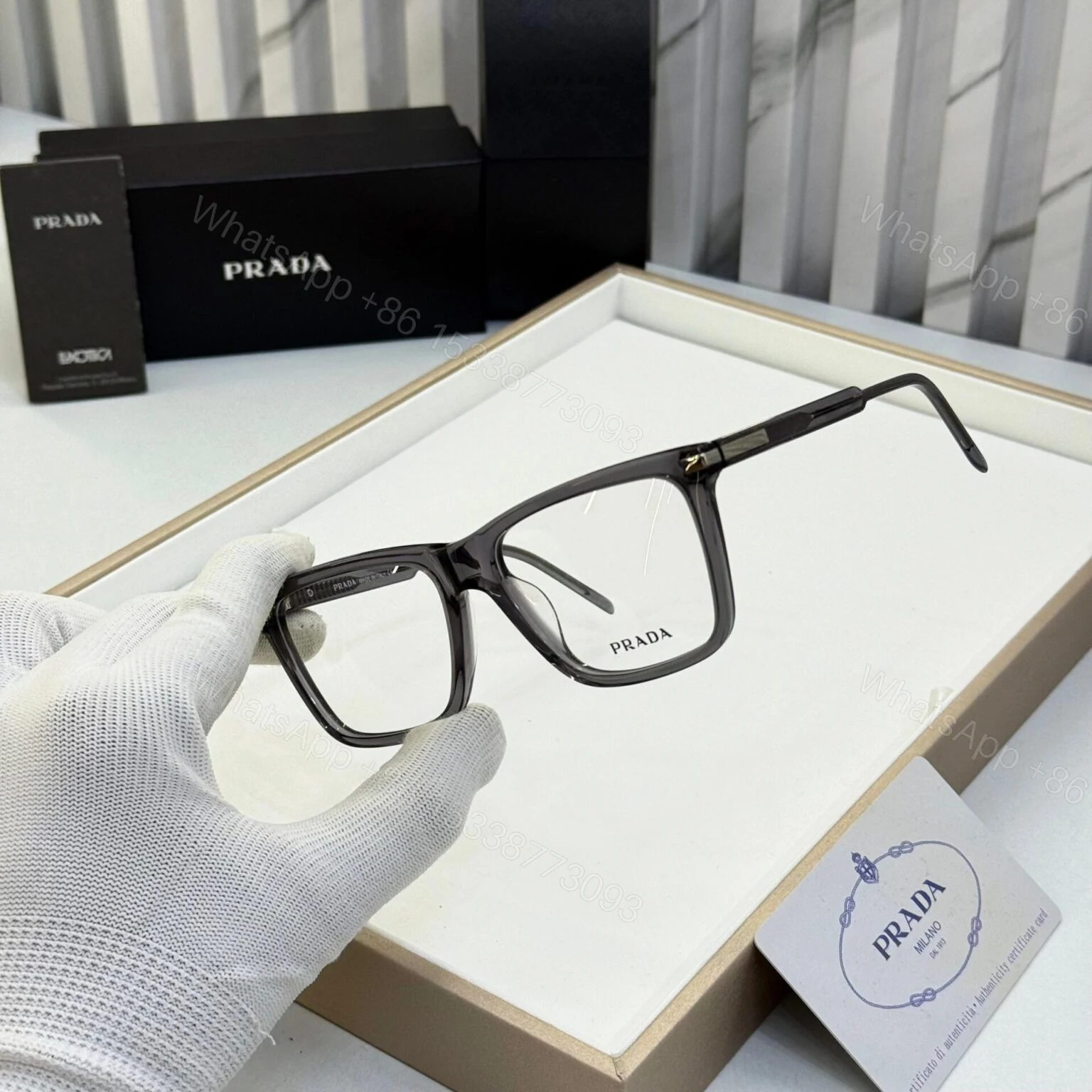 View 2 of Prada Men Grey Optical Frame