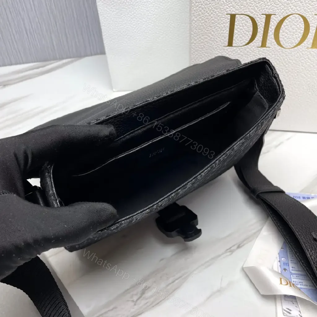 View 2 of Compact Dior Messenger Bag: Textured Leather, Structured Crossbody