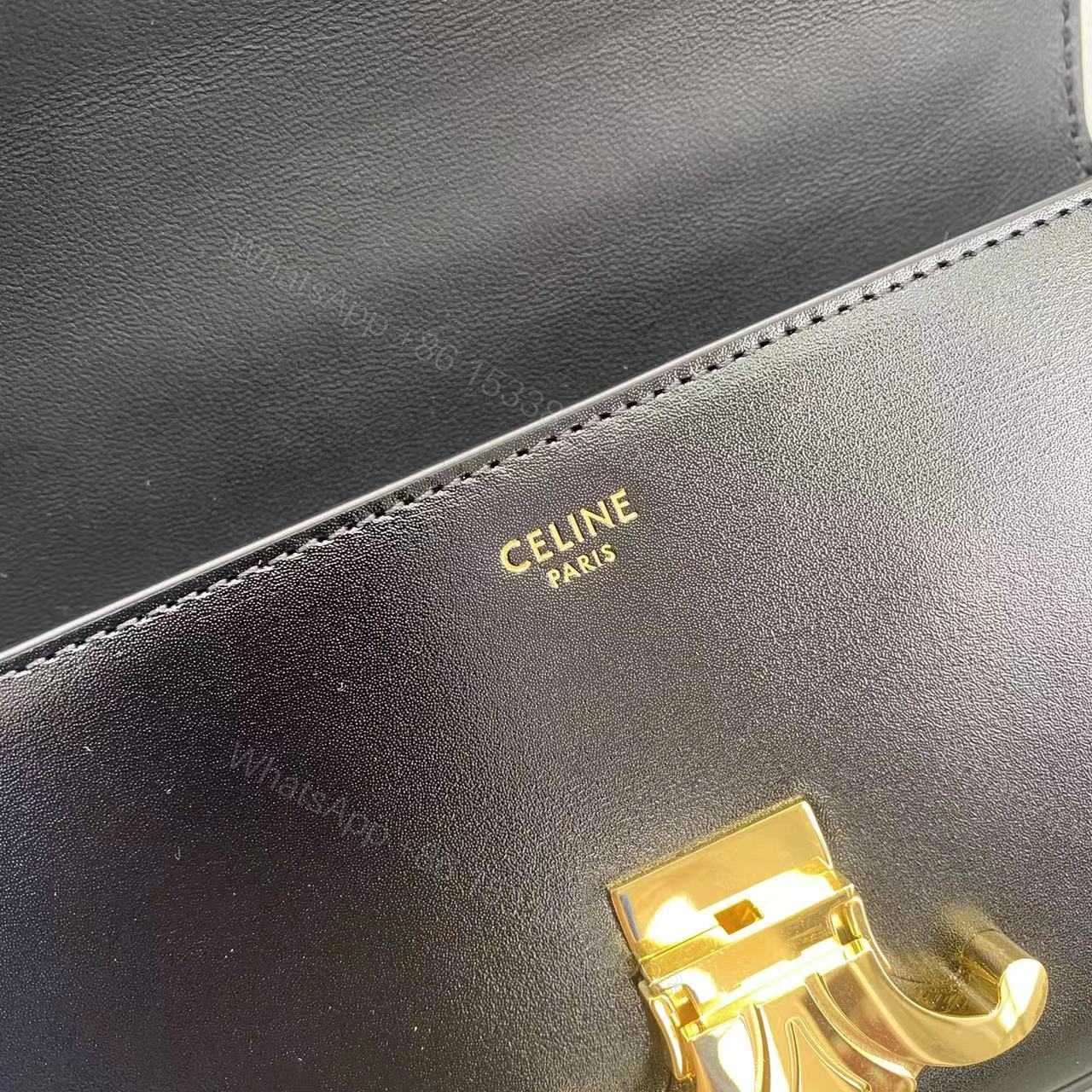 View 3 of CELINE CHAIN BOX TRIOMPHE BAG IN SHINY CALFSKIN BLACK