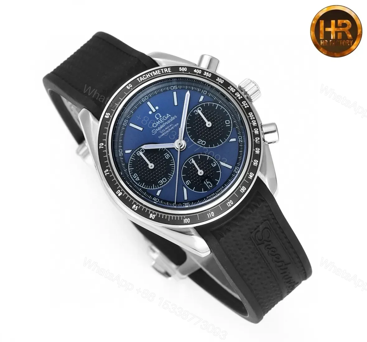 View 4 of Omega Speedmaster Professional 326.32.40.50.06.001 Multifunction Chronograph Watch Blue Dial Black Rubber Strap 40mm Stainless Steel Case