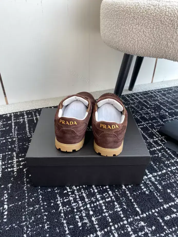 View 6 of PRADA TRAIL FADED SUEDE SNEAKERS IN DARK BROWN- PRD079