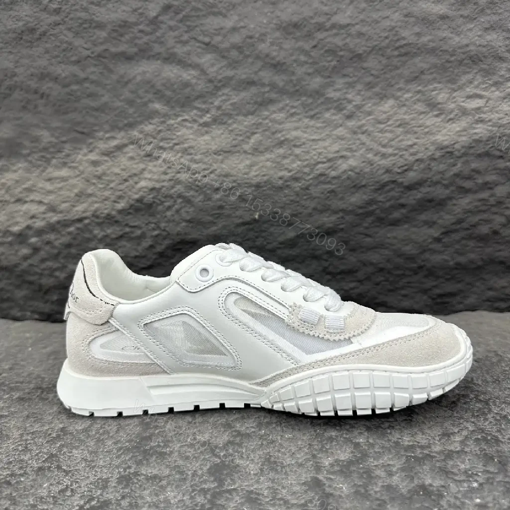View 10 of White Leather Mesh Sneakers Dior Style Key Feature Cushioning Shoe