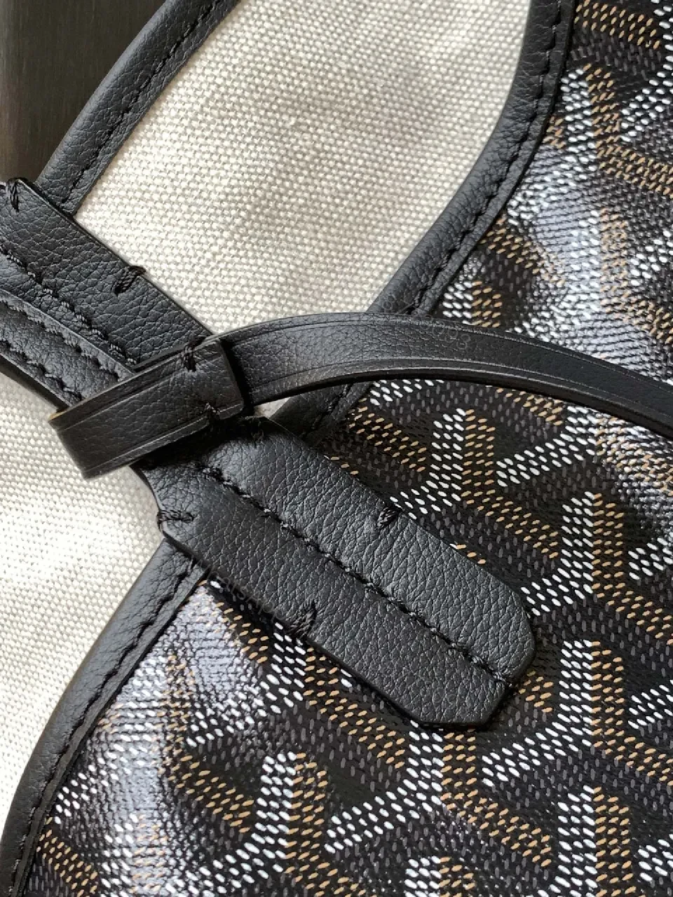 View 4 of Structured Tote: Goyard‐Inspired Pattern, Durable Craftsmanship