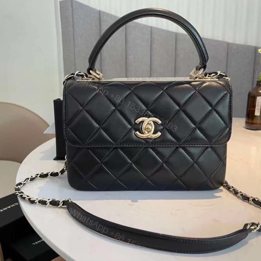 View 2 of Chanel Flap Bag With Top Handle Bag With Gold Metal Black 25Cm A92236 Y60767 94305