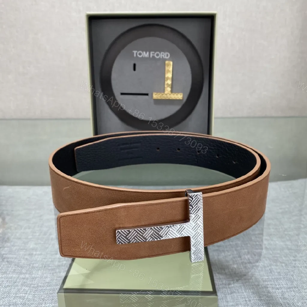 View 3 of Dual-Tone Luxury Belt: Matte Leather, Gold/Silver Buckle