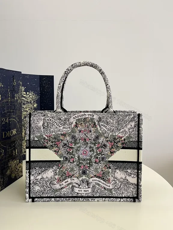 View 4 of Structured Luxury Tote: Dior-Inspired Pattern, All-Season Versatility