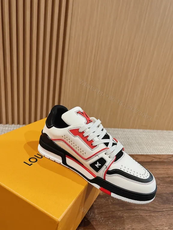 View 8 of Bold LV-Style Luxury Leather Sneakers with Signature Accent