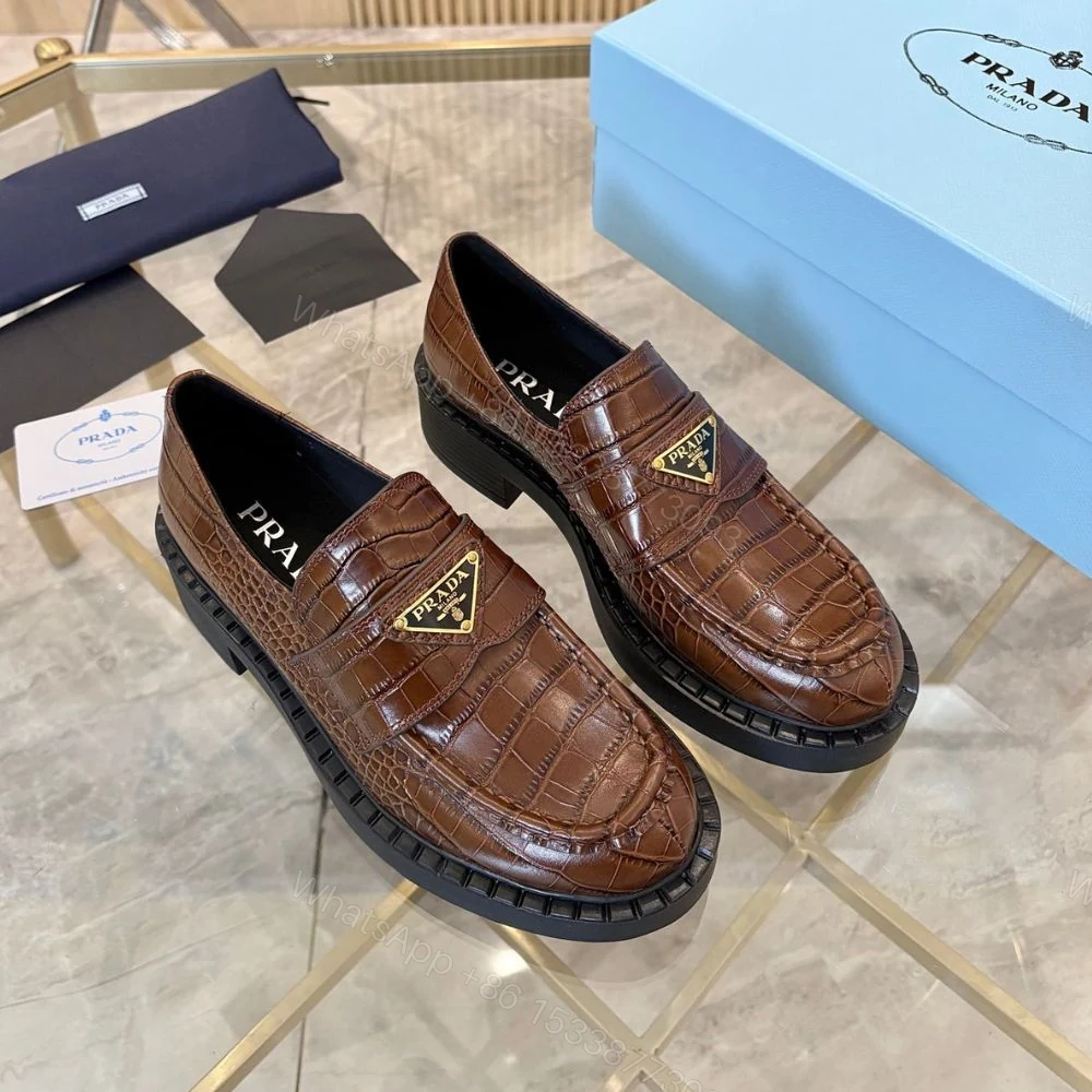 View 3 of Prada Chocolate Leather Loafers 1D246M ZO1 F0005 F G050