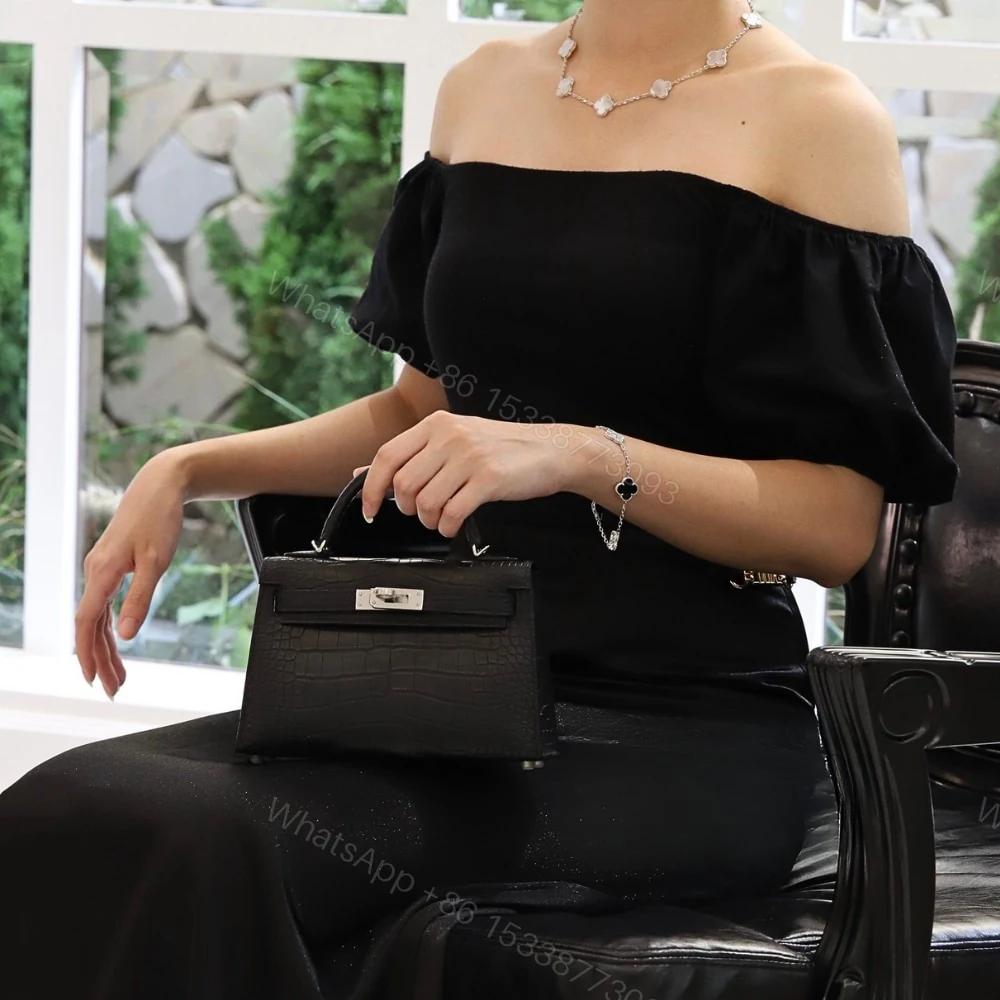 View 8 of Hermes Kelly Mini Handbag Matte Alligator Black 20Cm
