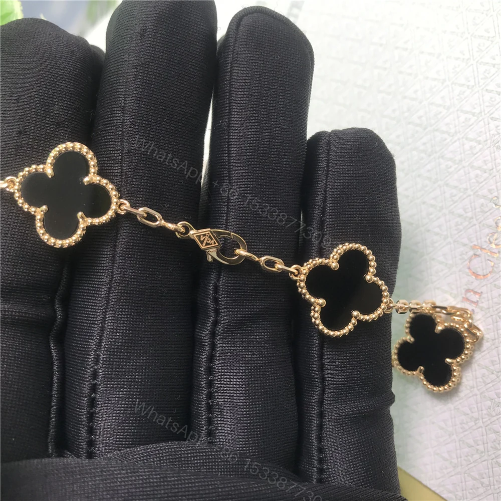 View 3 of VCA Alhambra 10 motifs Necklace Onyx 18K Yellow Gold