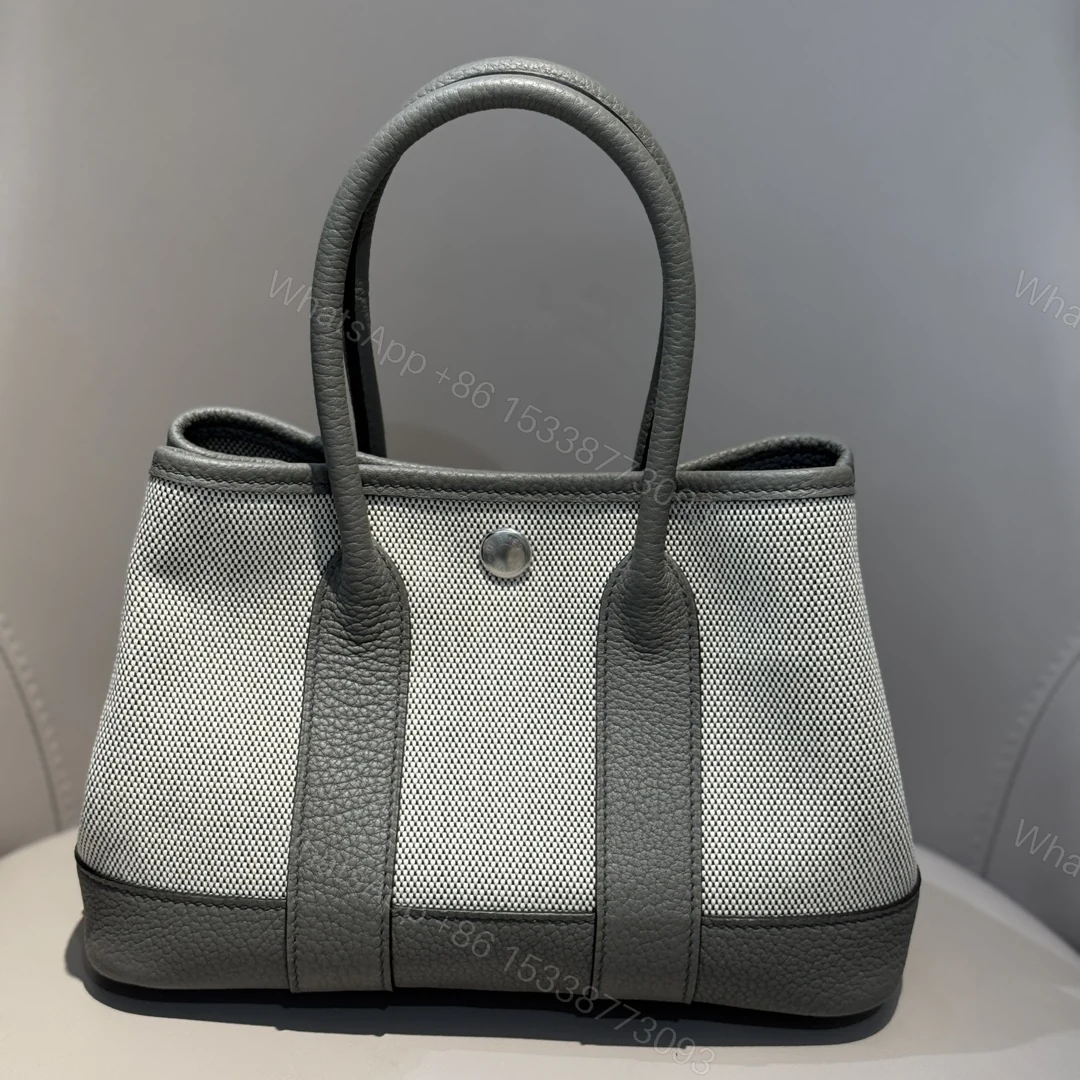 Hermes 高仿 Garden Party 灰色拼帆布手提包 女款休閒托特包 — view 1