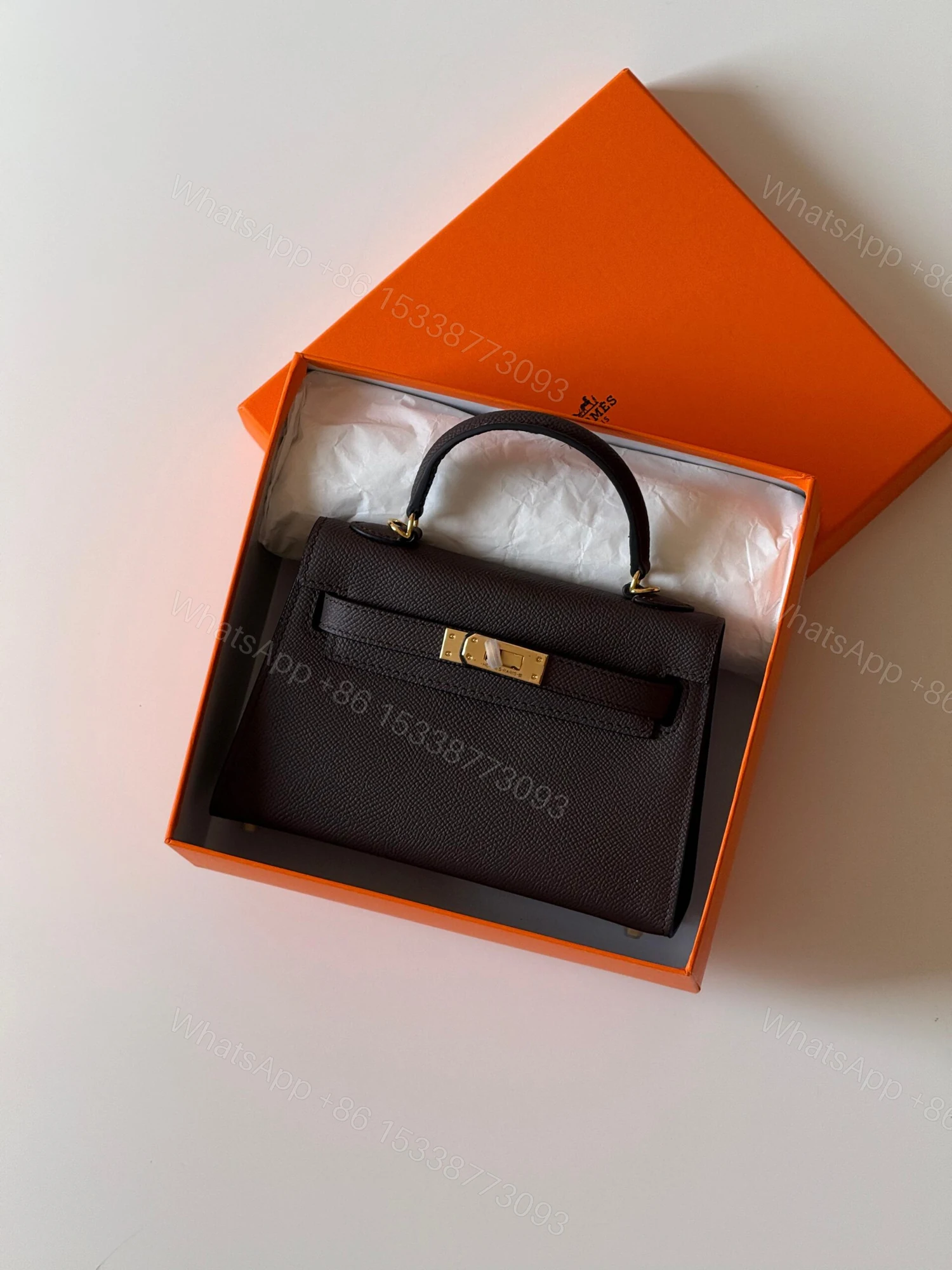 HM Mini Kelly 19cm Black Epsom Gold Hardware — view 1