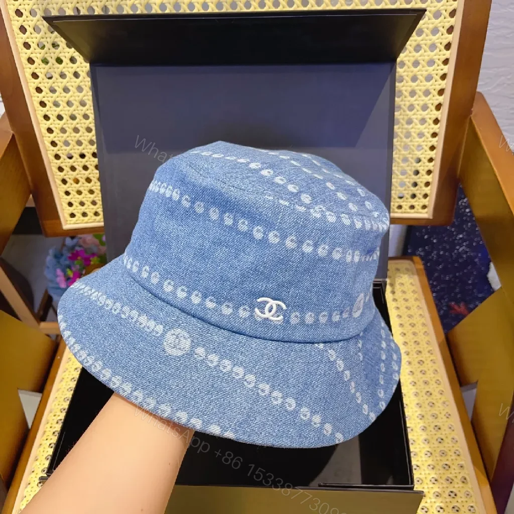 View 4 of Denim Bucket Hat: Chain-Stitch Detail, Designer-Inspired