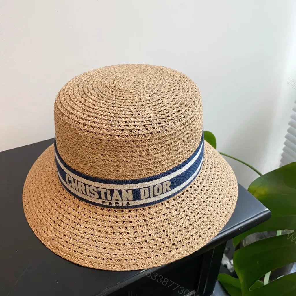 View 9 of Elegant Straw Hat with Dior Band: Effortless Sun-Ready Sophistication