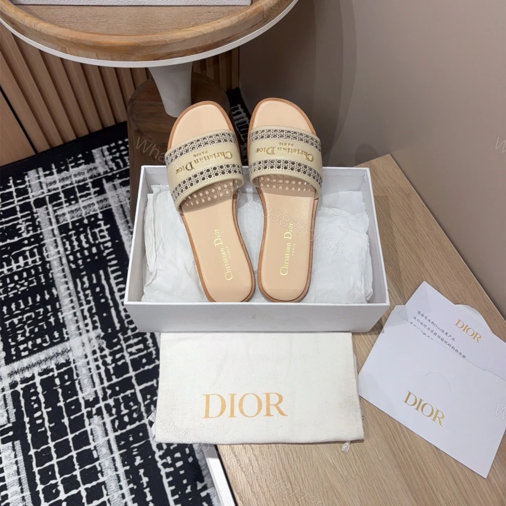 View 7 of 高仿Dior*D-Lane系列KCO156圓頭套腳一字拖鞋米色免檢版