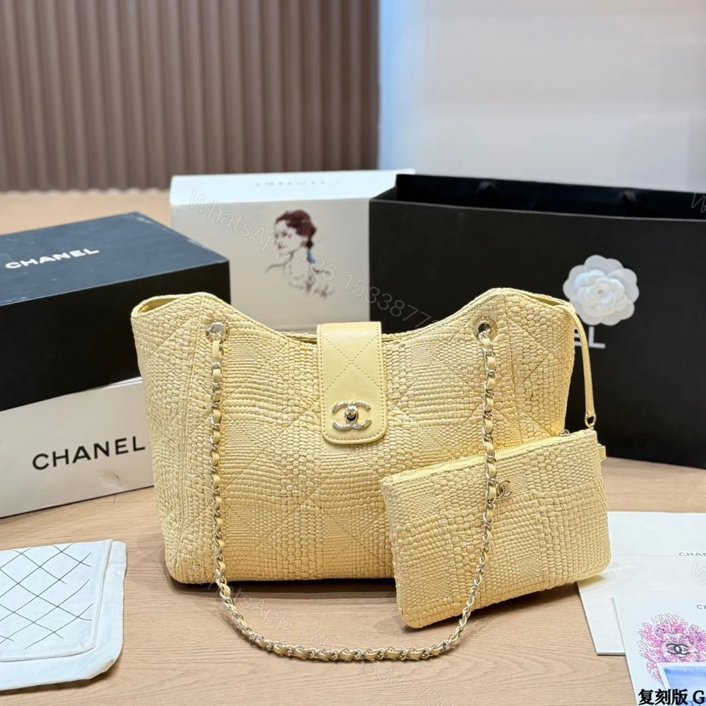 View 2 of Chanel Shopping Bag Braided Raffia Beige 26Cm
