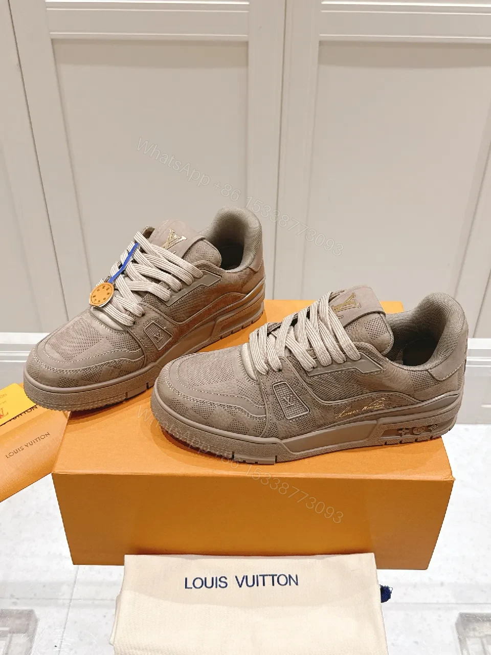 View 3 of Taupe Textured Luxe Sneakers - All-Season Comfort