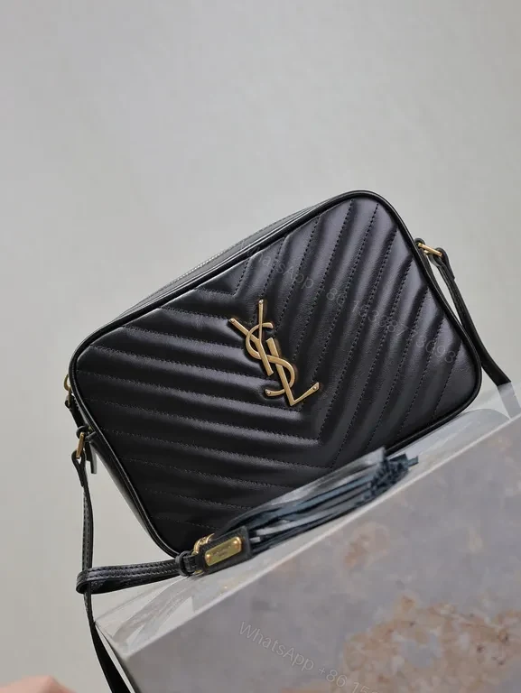 View 4 of Gold Monogram Quilted Crossbody - Luxe, Leather, Compact Bag