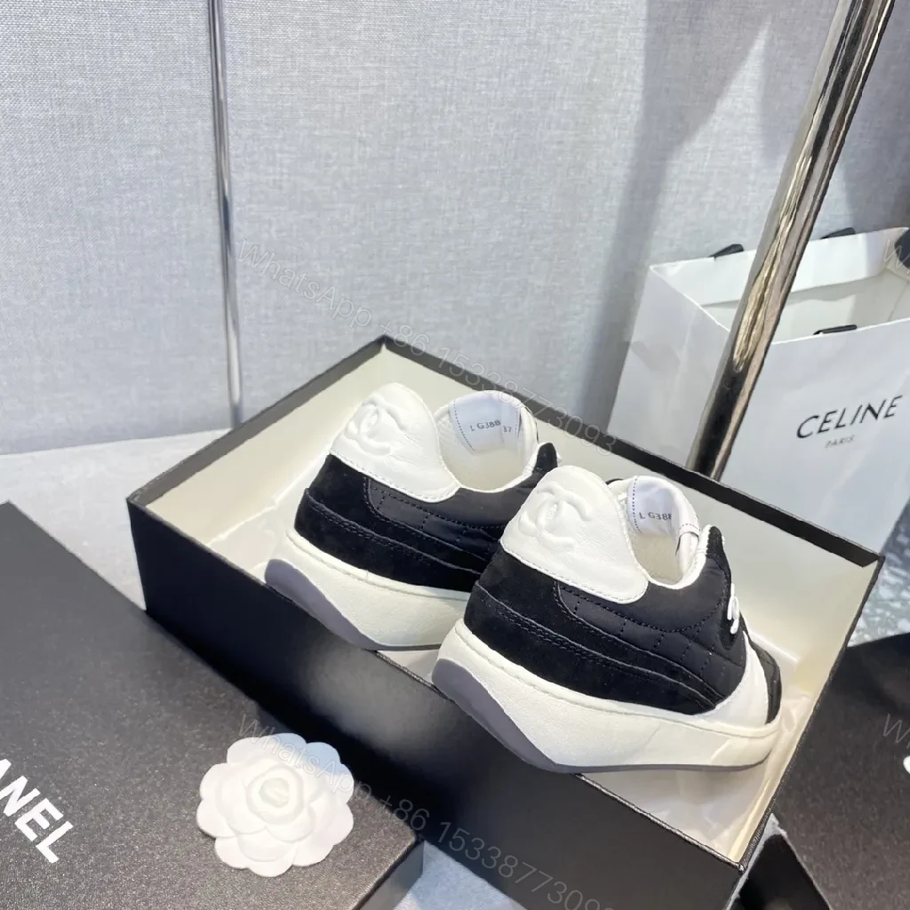 View 6 of Black & White Quilted Low-Top Sneaker with Luxe Comfort