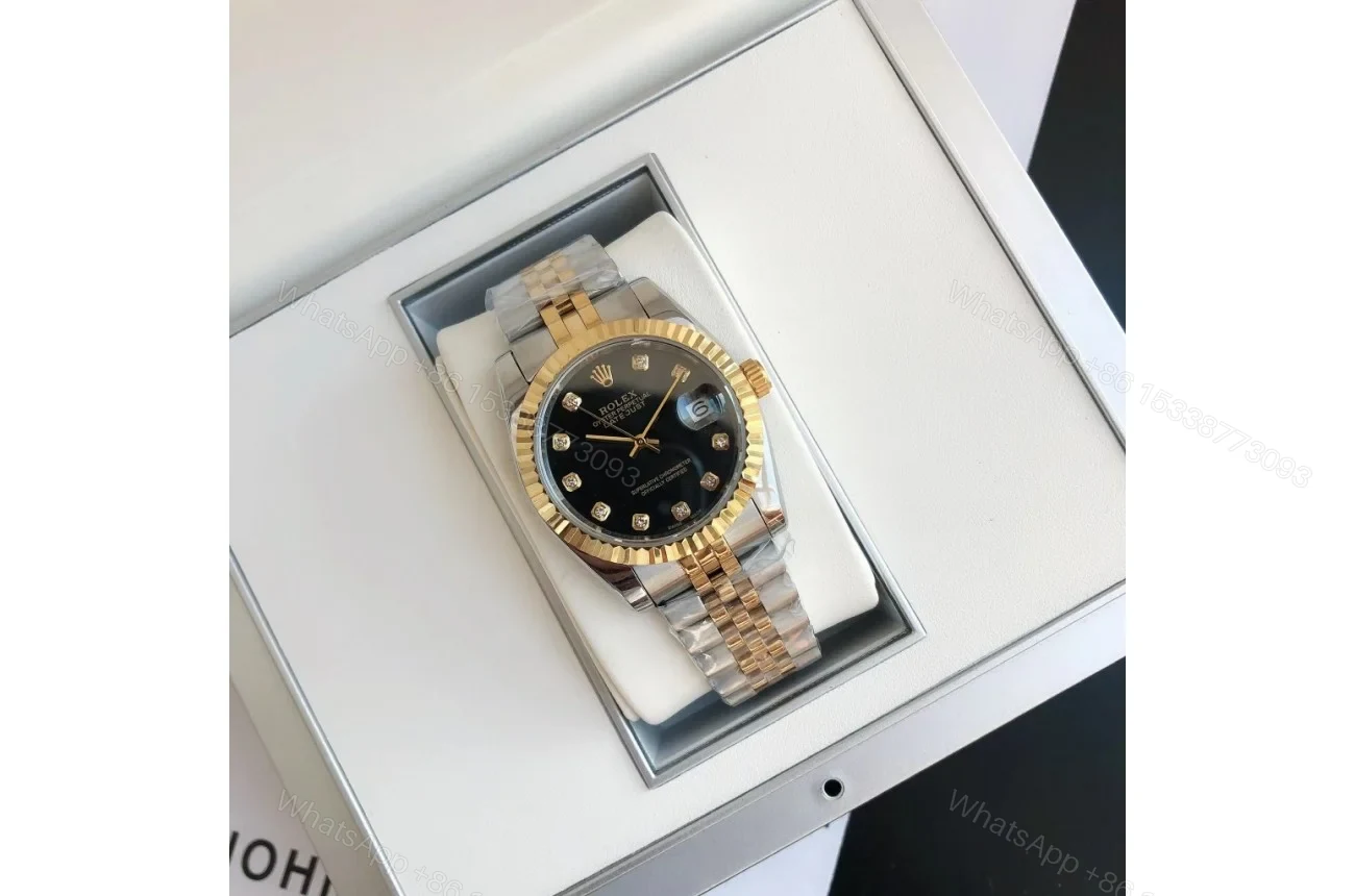 View 3 of Replica Rolex Datejust RG/SS Jub Black/Dia 36/28 mm