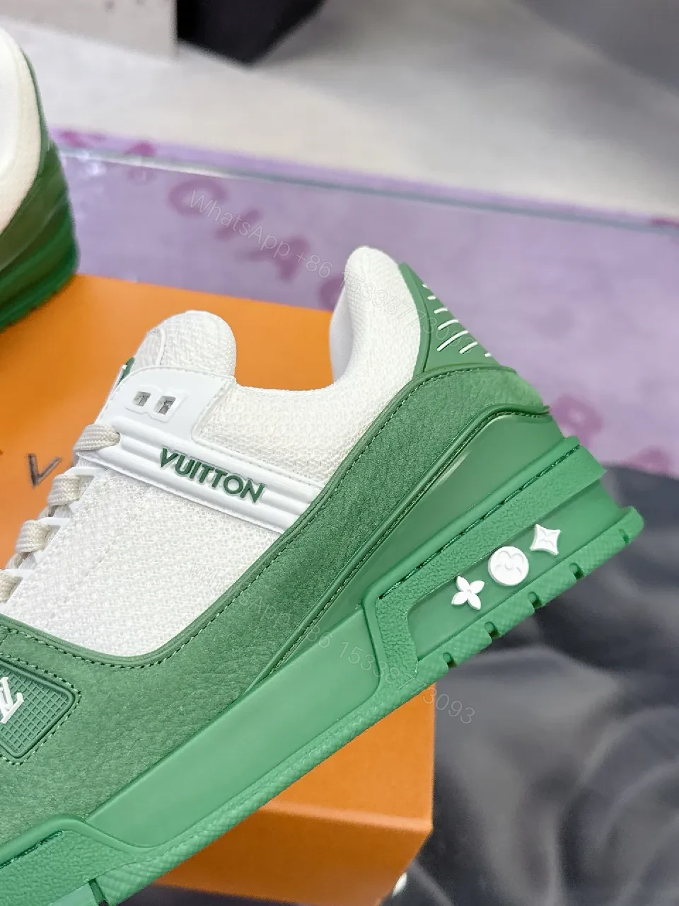 View 6 of Green Suede & White Mesh High-Top Sneaker: Elevated Comfort Luxury