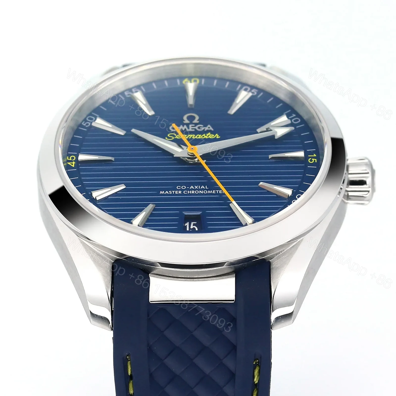 View 3 of Omega Seamaster Aqua Terra 150M Blue Dial Stainless Steel Case with Blue Rubber Strap