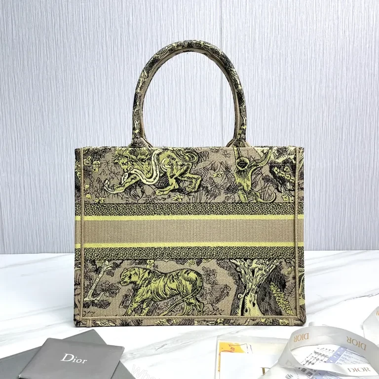 View 9 of Structured Canvas Satchel: Bold Tapestry with Dior Branding