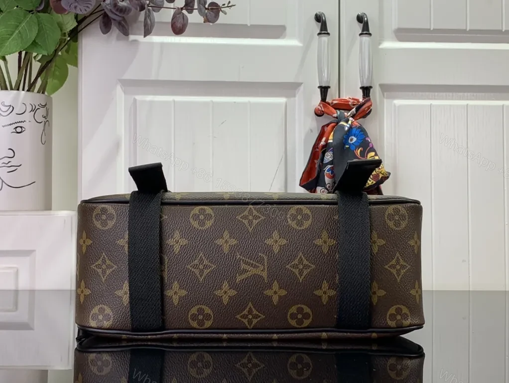 View 9 of Structured Monogram Luxe Messenger Bag â€” Modern, Durable, Signature