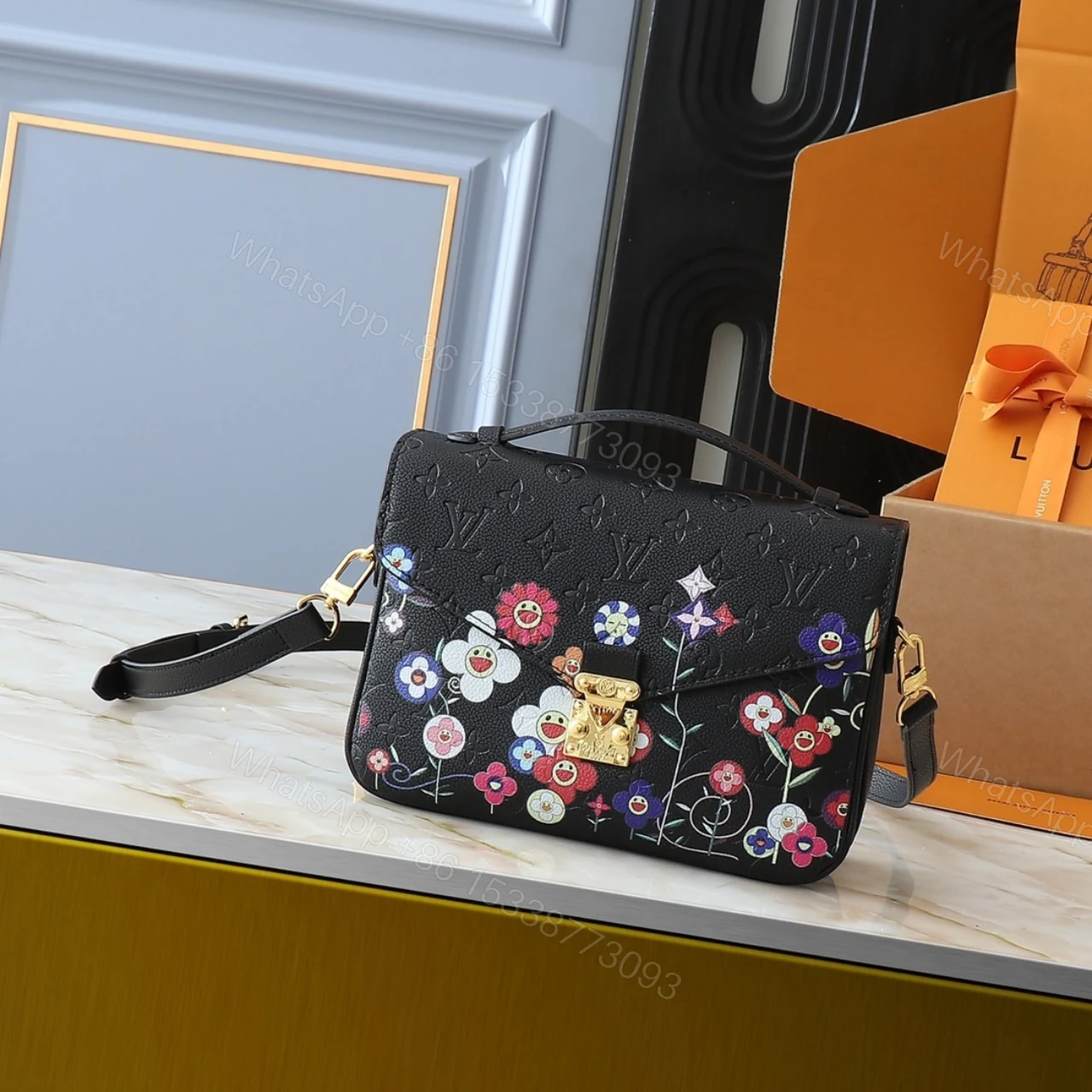 View 2 of LOUIS VUITTON X TAKASHI MURAKAMI POCHETTE MÉTIS BAG BLACK 25CM M41487