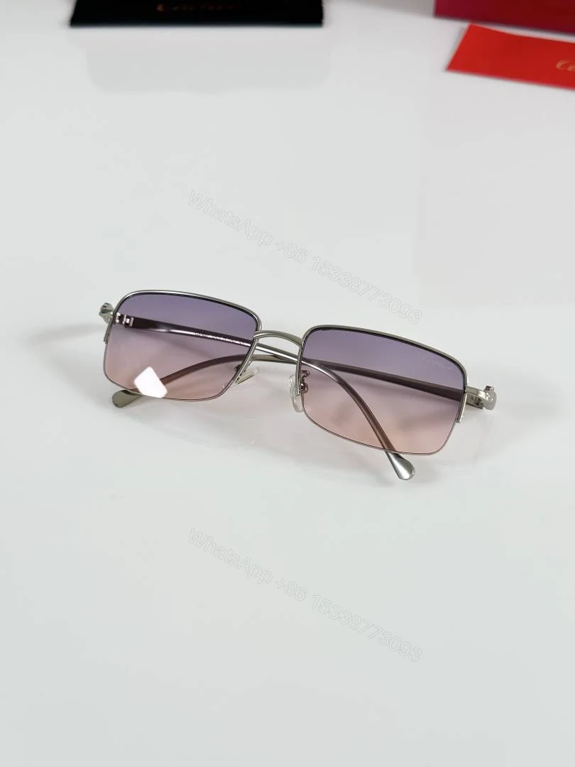 View 3 of First Copy Cartier Square Pink Gradient Sunglasses Metal Frame Unisex UV Protection