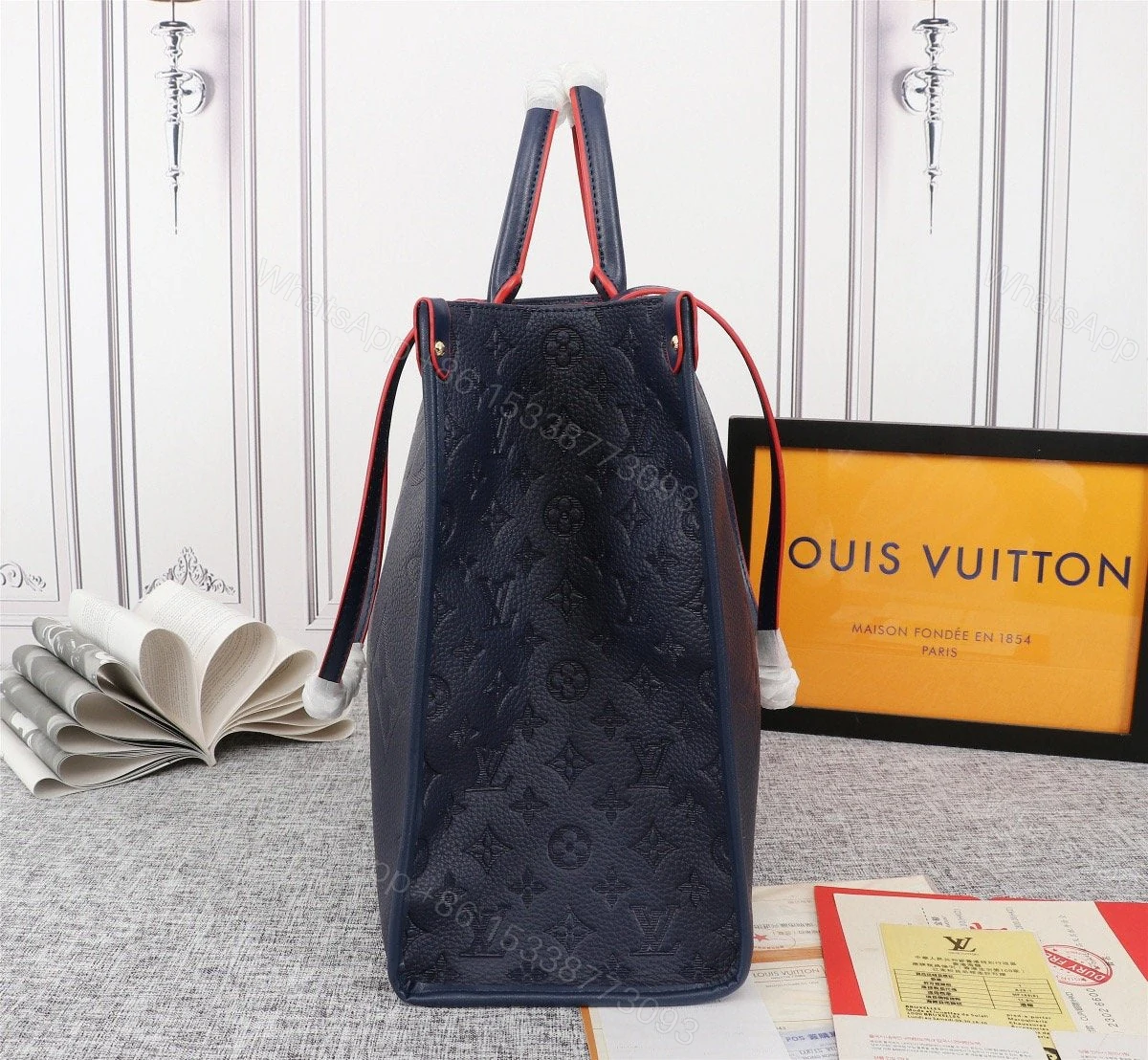 View 6 of Louis Vuitton On The Go Giant Tote Navy Blue