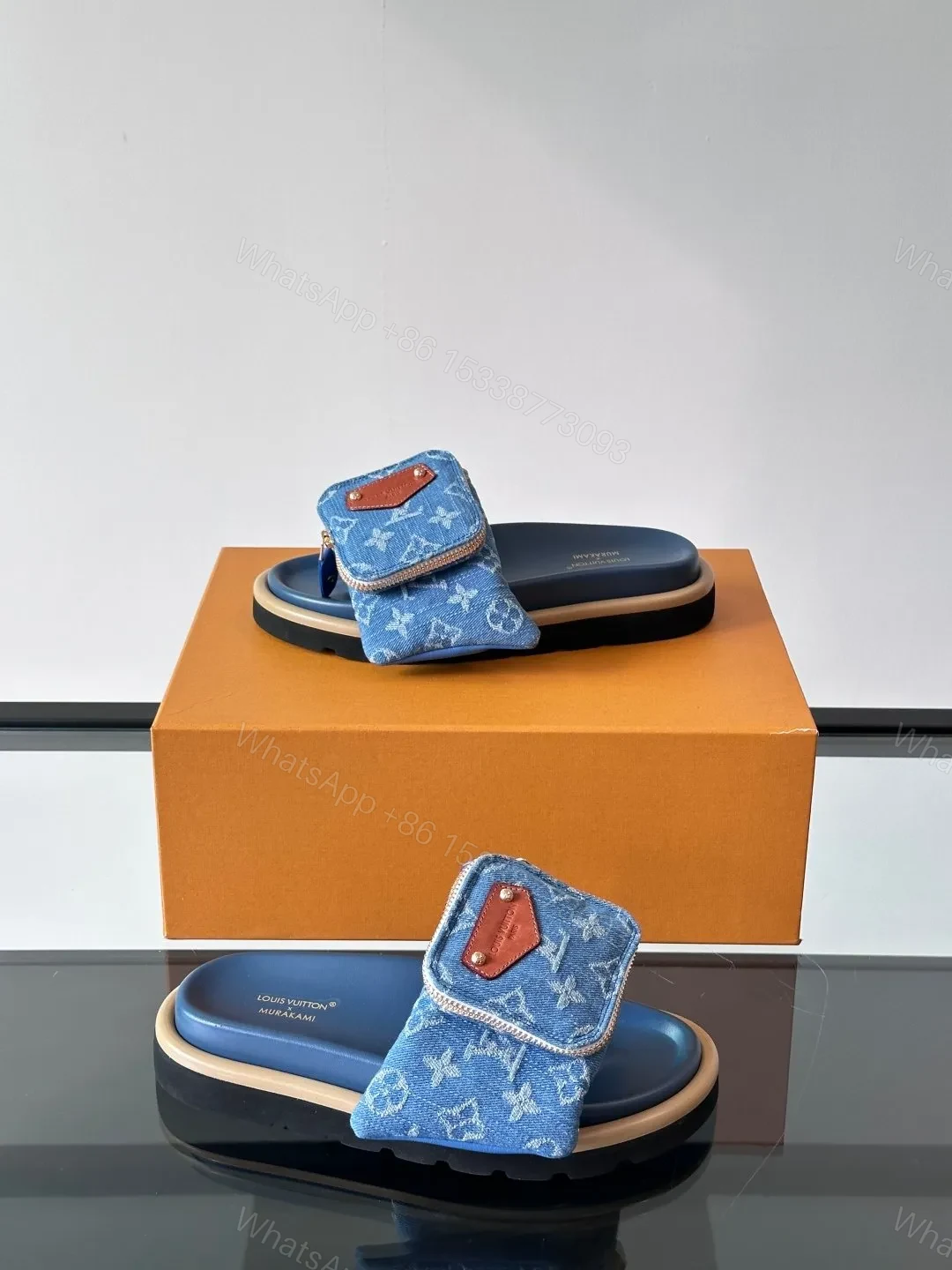 View 4 of LV Men Blue Denim Slides